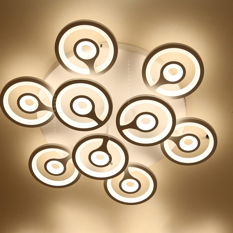 Đèn ốp trần mâm LED tròn 9 tay đồng tiền Venus 9560/6+3 (90W)