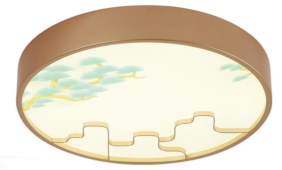 Đèn LED ốp trần trang trí hoa văn cổ điển tròn & vuông 500x500 Đồng mâm Thủy tinh Venus 8830c