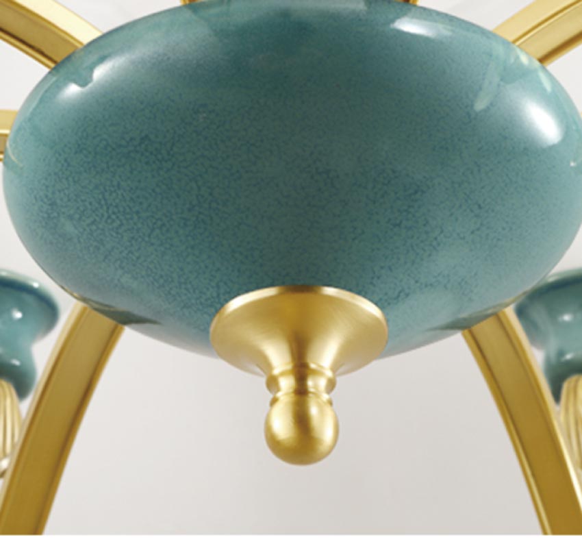 Đèn chùm đồng thủy tinh cổ điển xanh ngọc bích Venus DC5-002